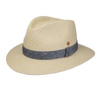 Mayser Chapeau Panama Gero Contrast Band Femme/Homme - Made in The EU D'Ete en Paille de Soleil Printemps-ete Ete - 57 cm Nature-Bleu