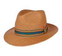 Mayser Chapeau Panama Torino Striped Band Chapeau de Soleil Chapeau de Plage (M (56-57 cm) - Nature-Bleu foncé)