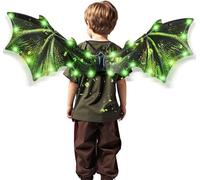 maysida Ailes de Dragon électriques pour Tout-Petits, Ailes de Dinosaure avec Lumière LED et Musique, Déguisements de Dinosaure pour Halloween (garçons et Filles), Jouets de Verts pour Enfants