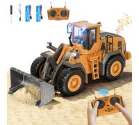 maysida Excavatrice télécommandée, bulldozer avec lumière et son, pour garçon de 3 à 12 ans, 2,4 GHz, avec pelle en métal, véhicule de construction, cadeau d'anniversaire ou de Noël