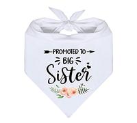 MaySunset Écharpe triangulaire pour chien avec inscription « Big Sister » - Motif floral blanc - Pour révéler le sexe de votre chien - Accessoires photo - Cadeaux pour les amoureux des chiens