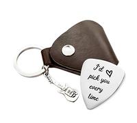 MaySunset Médiator de guitare en acier inoxydable avec inscription « I'd Pick You Every Time » - Cadeau pour homme, petit ami, mari, musicien, de Saint-Valentin, d'anniversaire de mariage