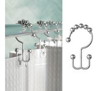 Maytex, Lot de 12 Crochets de Rideau de Douche, Anneaux de Rideau de Douche décoratifs résistants à la Rouille, Anneaux de Douche pour tringles de Douche, Rideaux, doublures, Nickel brossé