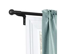 MAYTEX Zenna Home Tension Curtain Rod, No Drill Adjustable Window Curtain Rod with Decorative Round Finials, Easy Install Telescoping Rod, 18-48 inches, Black
