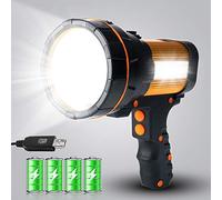 MAYTHANK Lampe de poche LED ultra lumineuse rechargeable avec grande batterie 10 000 mAh Lampe à main puissante Projecteur de recherche Projecteur bateau