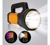 MAYTHANK Lampe torche LED haute puissance rechargeable, grande batterie 10 000 mAh, 10 000 lumens, lumière 3 en 1 super brillante, longue portée 800 m, sangle incluse, pour maison, extérieur