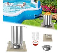 MAYTIIMO Chauffage de piscine avec feu, tonneau à feu avec spirale chauffante en acier inoxydable, poêle à bois avec raccord Ø 32/38 mm, chauffage pour piscines