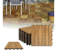 MAYTIIMO Lot de 11 dalles de terrasse en bois d'acacia - 1 m² - Système à clic - Pour terrasse, balcon - Modèle A