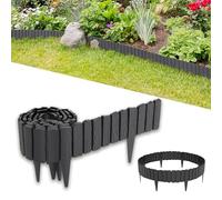 MAYTIIMO Lot de 4 bordures de pelouse en plastique polypropylène, palissade de jardin résistante à la corrosion, aspect bois, idéales pour diviser la cour et le potager, anthracite, 2,3 m