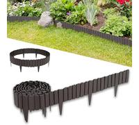 MAYTIIMO Lot de 8 bordures de pelouse en plastique PP - Bordure de jardin résistante à la corrosion - Aspect bois - Idéal pour diviser la cour et le potager - Marron - 4,6 m