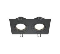 MAYTONI ATOM spot led encastrable carré - Downlight 2 x GU10 (10 W) - plafonnier LED plat en aluminium noir, orientable - luminaire plafonnier design pour cuisine, salon, chambre et couloir
