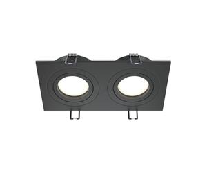 MAYTONI ATOM spot led encastrable carré - Downlight 2 x GU10 (10 W) - plafonnier LED plat en aluminium noir, orientable - luminaire plafonnier design pour cuisine, salon, chambre et couloir