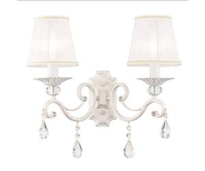 MAYTONI DECORATIVE LIGHTING Applique Murale, 2 bras, Style Classique, Armature en Métal couleur ou blanc, Abat-jour en tissu couleur blanc, 2xE14, 40W220-240V