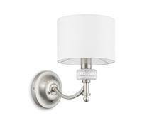 MAYTONI DECORATIVE LIGHTING Kiom MOD014WL-01N Applique murale classique avec bat-jour en tissu et éléments décoratifs en verre 1 ampoule E14 40 W nickel