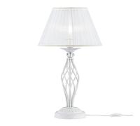 MAYTONI DECORATIVE LIGHTING Lampe à poser Chic Coloris Or Crème, Colonne Décorative en Métal Torsadé, Abat-jour Plissé en Organdi Blanc Transparent, E14 40W, h 56 cm, d 32 cm