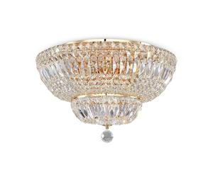 MAYTONI Lustre Basfor, Plafonnier Extravagant, Style Baroque, Rond, Chic, Support en Métal Doré, Monture en Métal, Cristaux en forme de losange, pour hôtel, excl. E14 12x60W 220V-240V