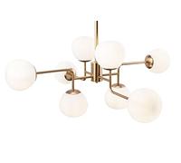 Lustre Suspension 8 lampes, Moderne, Art Deco, Maytoni, en Métal couleur or , Abat-jours en verre blanc E14 non incl 8x 40W 220V