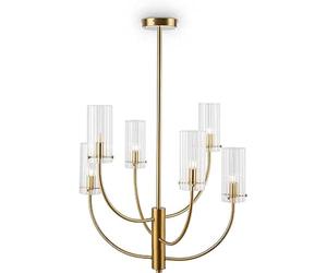 MAYTONI Plafonnier Suspendu Néoclassique à Plusieurs branches, Série Arco, Laiton, Métal, abat-jour en verre, G9x6 40W pour salon, chambre, hôtel, restaurant