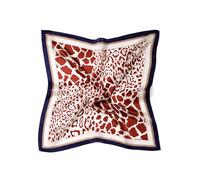 MayTree Foulard carré en soie pour femme - 100% soie de mûrier - Safari - 53 x 53 cm, Bordeaux et blanc, 53 cm