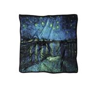 MayTree Foulard carré en soie Vincent 70 x 70 cm Starry Night, bleu foncé, 70