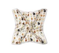 MayTree Foulard en 100 % soie de mûrier - Motif chats carrés - 53 x 53 cm - Foulard luxueux pour femme - Bandana élégant pour femme - Luxe et confort pour adultes, Rose, 53