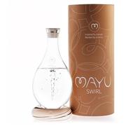 MAYU Pichet à eau structuré Swirl - Carafe en verre soufflé à la main de 1,5 litre - Support distributeur avec technologie innovante Vortex - Idéal pour les utilisateurs de filtre à osmose inverse |
