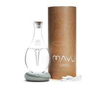 MAYU Swirl, appareil à eau structurée, pichet en verre de 1,5 litre, base en céramique rechargeable (pierre grise), améliore l'osmose inverse, eau purifiée ou filtrée, oxygénates de vortex, soutient