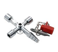Mayyou 4 Way Universal Utility plombiers clé, 4 Voies Utilitaire plomberie Multi Croix clé, Alliage carré Triangle Croix clé Outil