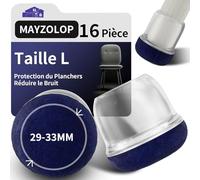 MAYZOLOP 16 Pièces Protection Pied de Chaise, Φ29-33 mm Transparent Rond de Protege pour Pieds de Chaise avec Bleu Marine Feutre, Pieds de Chaise, Embout de Chaise, Pas de Rayures, Pas de Bruit