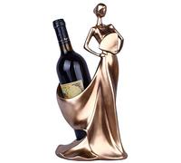 MAZAGE Statue Ornement Artisanat Beauté Casier À Vin Statue Ornements Pliant Ventilateur Fille Porte-Bouteille De Vin Résine Sculpture Rouge Vin Stand Accessoires Home Bar Décor Cadeau,Bronze Needed