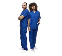 Mazalat, Ensemble Uniforme médical Unisexe avec Tunique et Pantalon, Bleu, XL