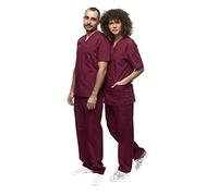 Mazalat, Ensemble Uniforme médical Unisexe avec Tunique et Pantalon, Bordeaux, XXL