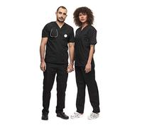 Mazalat, Ensemble Uniforme médical Unisexe avec Tunique et Pantalon, Noir, L