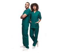 Mazalat, Ensemble Uniforme médical Unisexe avec Tunique et Pantalon, Vert, XL