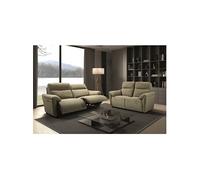 MAZARO - Canapés 3 Places Relax Electrique + 2 Places Fixe Tissu Vert Chiné - Altobuy Vert G