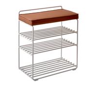 Maze Étagère-tabouret Lower East Seat 50x28x58 cm White-cognac leather