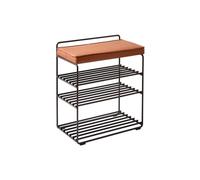 Maze Étagère-tabouret Lower East Seat 50x28x58 cm Black-cognac leather