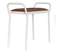 Maze Tabouret Anyone Blanc avec cuir cognac vintage