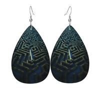 Maze Town Boucles d'oreilles en cuir imprimées double face en forme de gouttes d'eau, créatives, légères et novatrices, couleurs vives et vives.