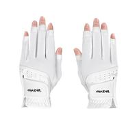 MAZEL Paire de gants de golf en cuir pour femme Tailles S, M, L XL, doigts ouverts pour un écran tactile facile, main gauche et droite, taille S, M, L, XL (paire blanche, XL)