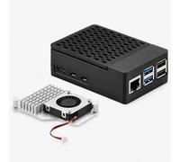 MazerPi Coque pour Raspberry Pi 5 avec refroidisseur actif officiel, boîtier en plastique ABS avec couvercle supérieur amovible, bouton d'alimentation, grille d'échappement arrière, compatible signal
