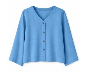 Mazine - Women's V-Neck Tencel Blouse - Chemisier - M - dark blue wash