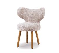 Mazo Wng Chaise de Salle à Manger en Peau de Mouton Chêne Clair de Lune