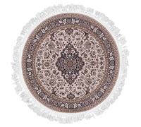 Mazovia Rond Tapis Salon Traditionnel - Lavable Antidérapant - Moquette pour Chambre et Salon - Rug Motif Orientale Vintage - Convient pour Le Chauffage au Sol - Marron Beige 160 x 160 cm