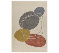 Mazovia Tapis Beige Géométrique - Salon, Chambre, Salle à Manger, Bureau - Poil Moyen Rectangle Certificat Oeko-TEX® Géométrique - Crémeux Gris - 160 x 230 cm