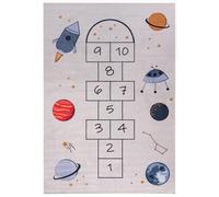 Mazovia Tapis Beige pour Enfants Marelle,Cosmos - Salle des Enfants - Tapis à Poils Courts Rectangle Certificat Oeko-TEX® Coloré - Crémeux - 80 x 150 cm