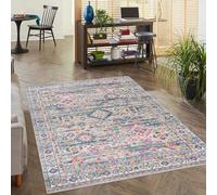Mazovia Tapis - Coloré Multicolore Moderne Ethnique Tapis pour Salon, Chambre, Salle à Manger, Bureau - Tapis à Poils Courts - Oeko-Tex - Oriental Tapis Facile à Nettoyer - Gris Rose - 120 x 170 cm