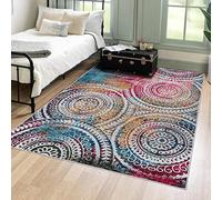 Mazovia Tapis de Sol Moderne - Lavable Tapis Imprimé à Poils Courts - Abstrait Vintage Motif - Doux Moquette pour Chambre - Tapis Antidérapant Toscana - Tapis Salon Multicolore 120x170 cm