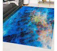 Mazovia Tapis de Sol Moderne - Lavable Tapis Imprimé à Poils Courts - Abstrakt Motif - Doux Moquette pour Chambre - Tapis Antidérapant Toscana - Tapis Salon Multicolore Bleu 160x230 cm