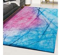 Mazovia Tapis de Sol Moderne - Lavable Tapis Imprimé à Poils Courts - Abstrakt Motif - Doux Moquette pour Chambre - Tapis Antidérapant Toscana - Tapis Salon Multicolore Bleu Rose 140x200 cm